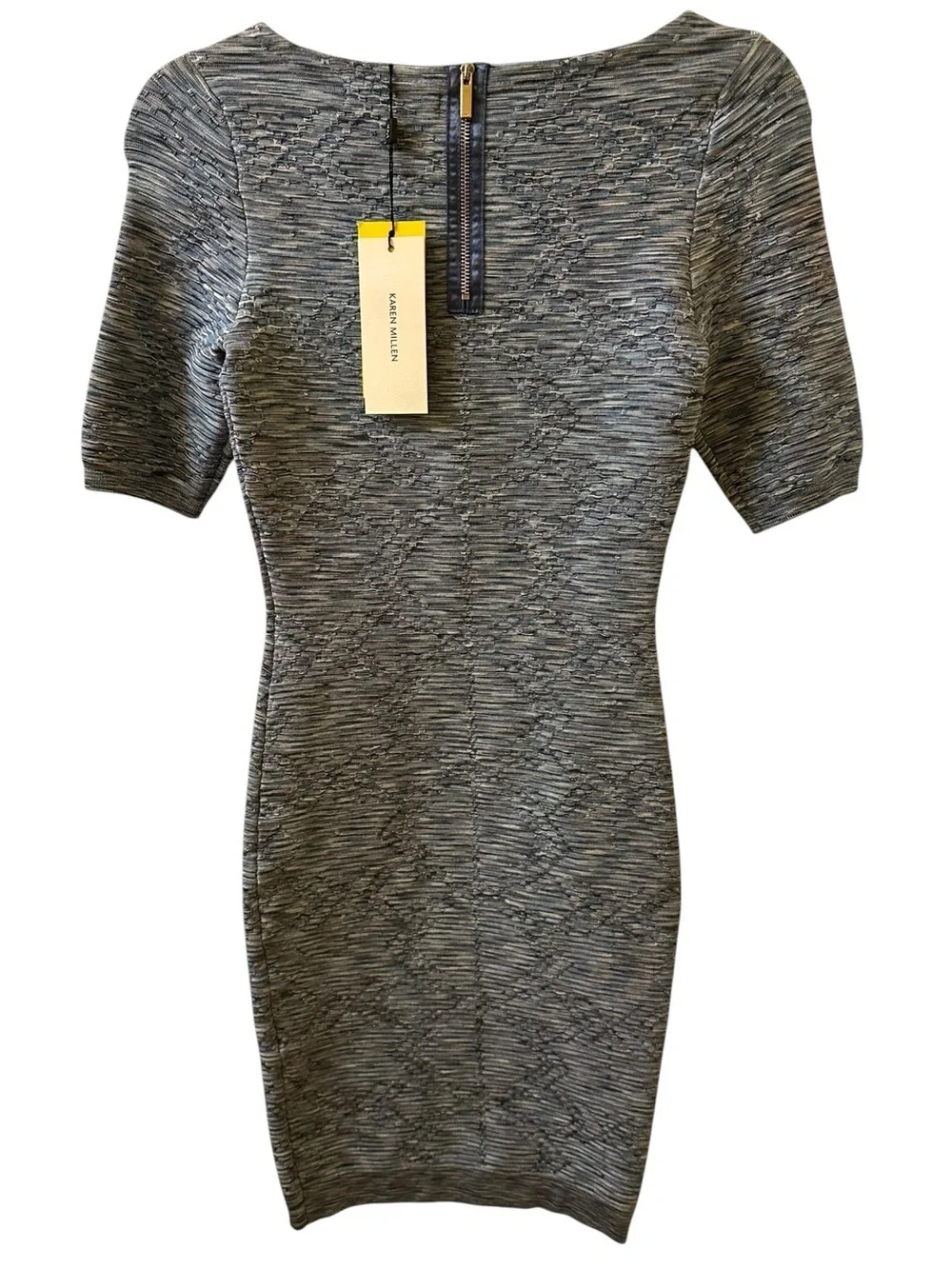 Karen Millen Heathered Gray/blue Bodycon knitted Dress size 1